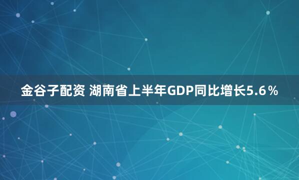 金谷子配资 湖南省上半年GDP同比增长5.6％